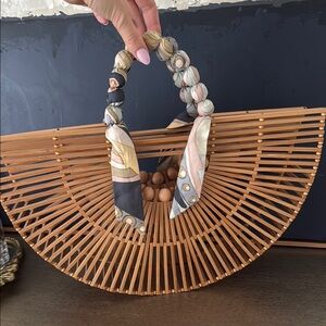 Cult Gaia Bamboo Ark Bag with Multicolor Scarf